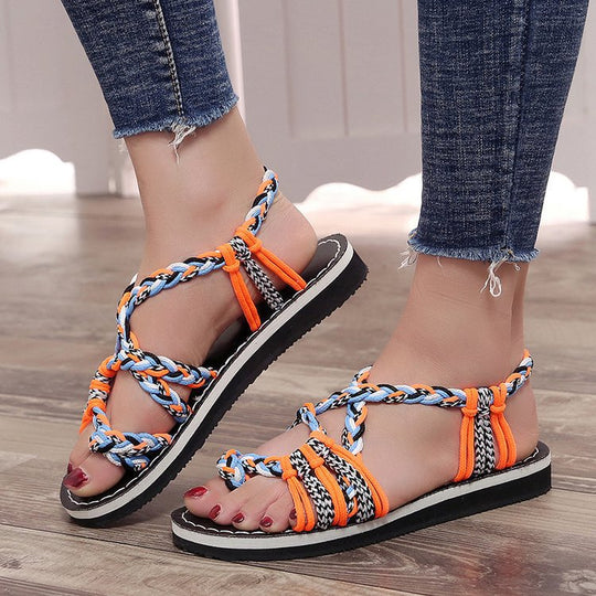 Damen Elegante Braided Sandalen mit ergonomischem Fußbett EB