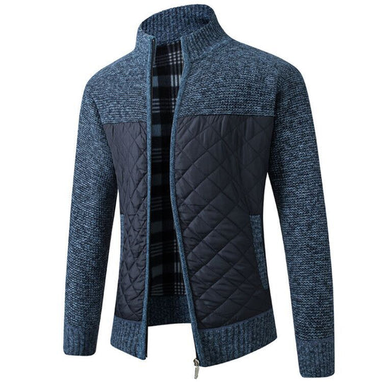 Herren nan gesteppter Strickcardigan mit Stehkragen, Thermofutter und Reißverschluss EB