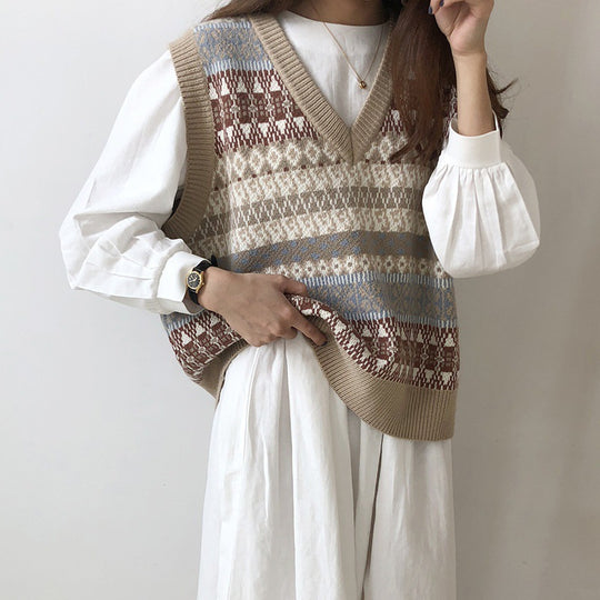 Damen Strickpullover mit modernem Fair Isle-Muster EB
