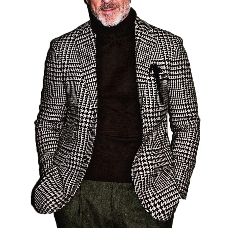 Herren elegante Jacke im Hahnentrittmuster EB