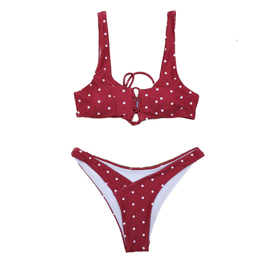Damen Triangel-Bikini mit verspieltem Punkte-Design und anpassbarem Trägersystem EB