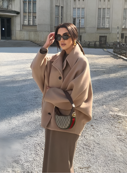 EB | Elegantes Damen-Cape mit Knöpfen und Wollmischung
