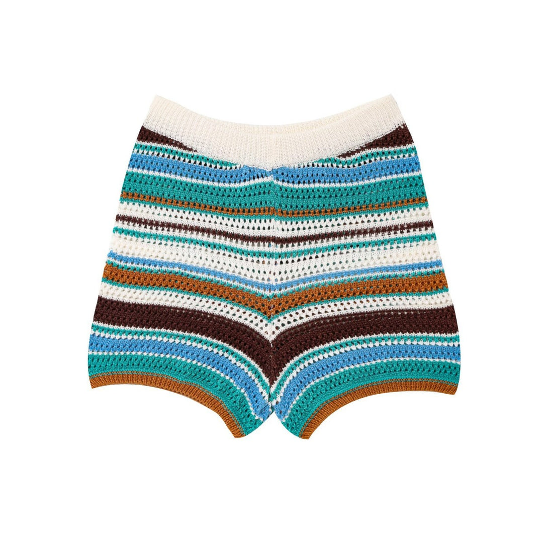 EB | Gehäkeltes Kurzarm-Shorts-Set mit hoher Taille