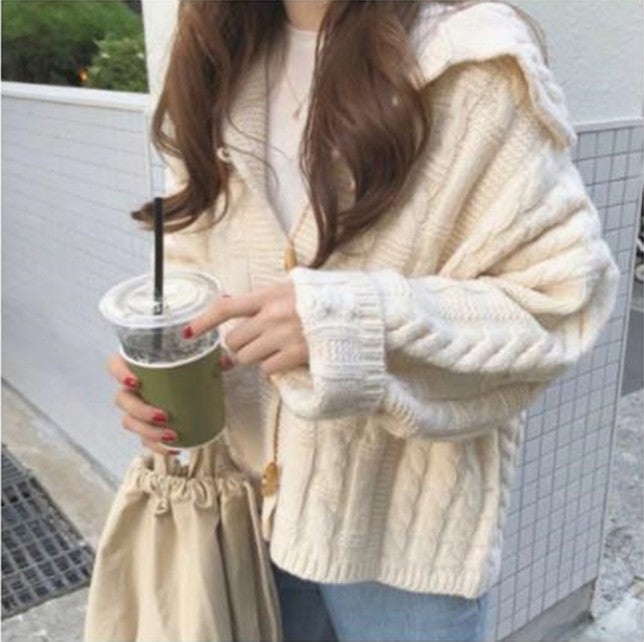 Damen Strickjacke mit voluminösen Ärmeln und detailreicher Zopfmusterung EB