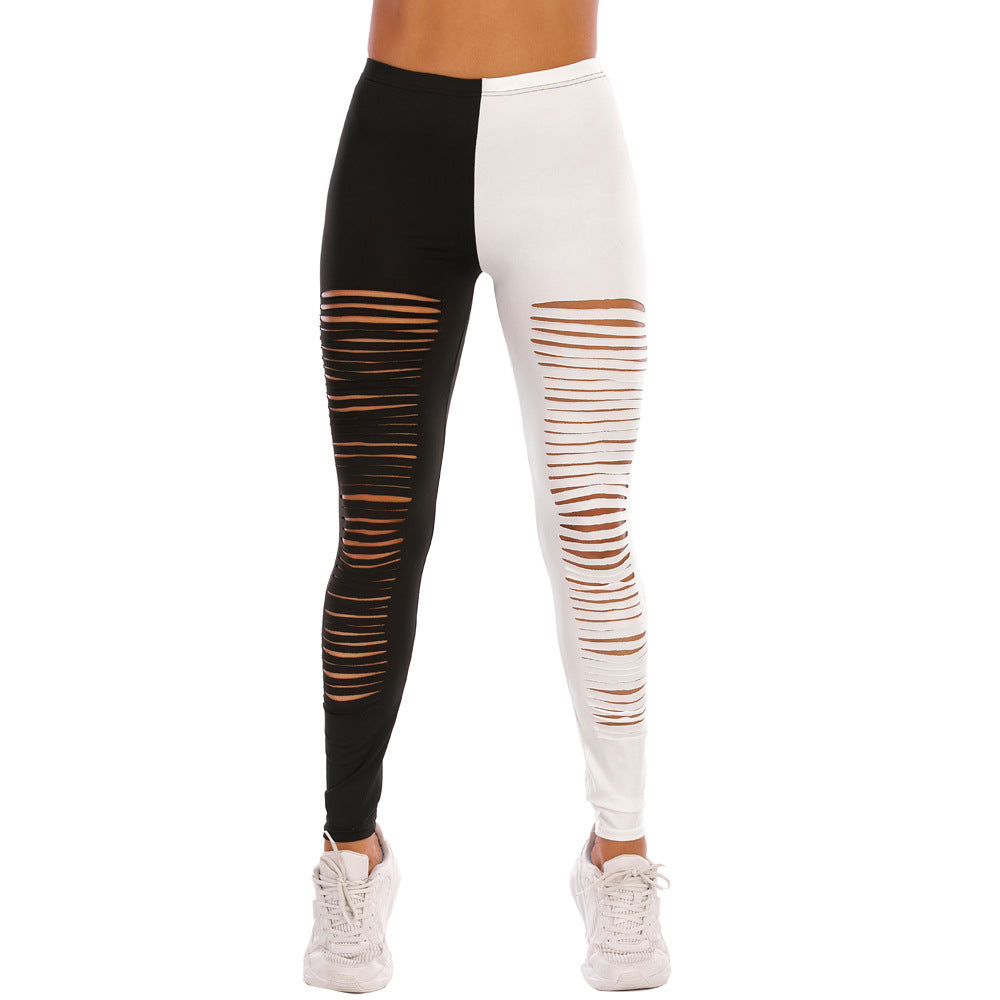Damen Leggings mit modischem Riss-Design EB