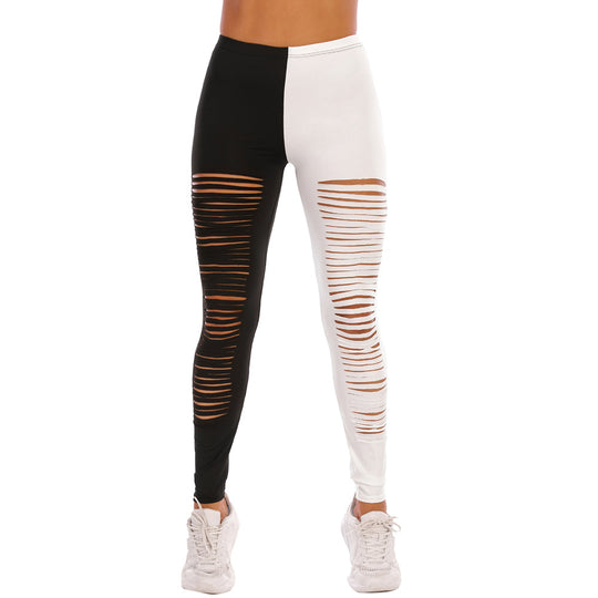Damen Leggings mit modischem Riss-Design EB