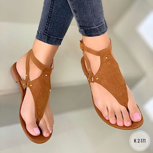 Damen Zehentrenner-Sandalen mit modischem Riemendesign und bequemem Fußbett EB