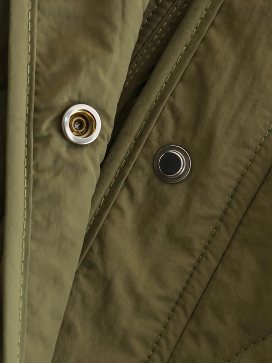 EB | Gepolsterte Jacke Damen, Leichtes Übergröße Modell mit Taschen, Knopfverschluss