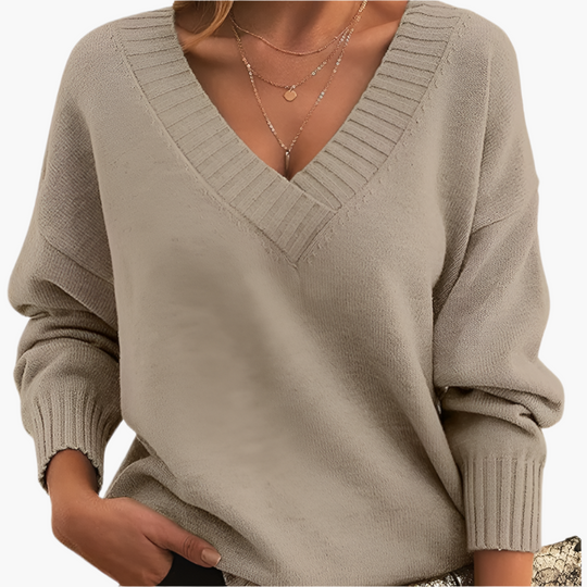 EB | V-Neck Pullover - Elegante Strickpullover Im Oversize-Stil für Alltag & Büro