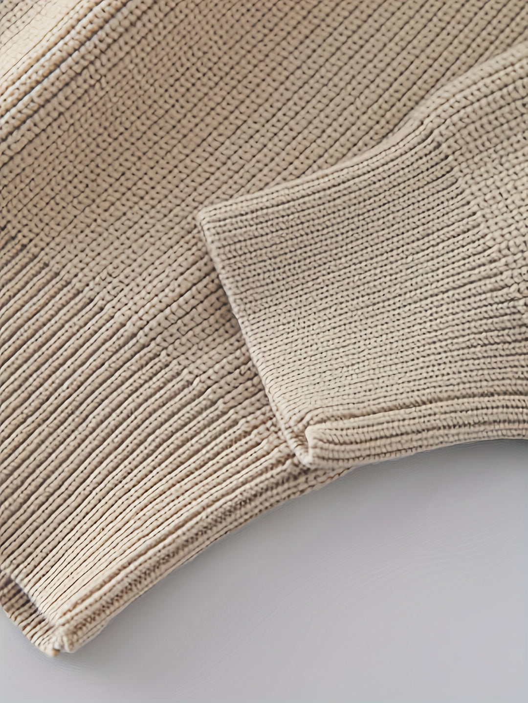 EB | Rippstrickpullover mit Hohem Kragen und Reißverschluss Baumwolle Elegant und Bequem