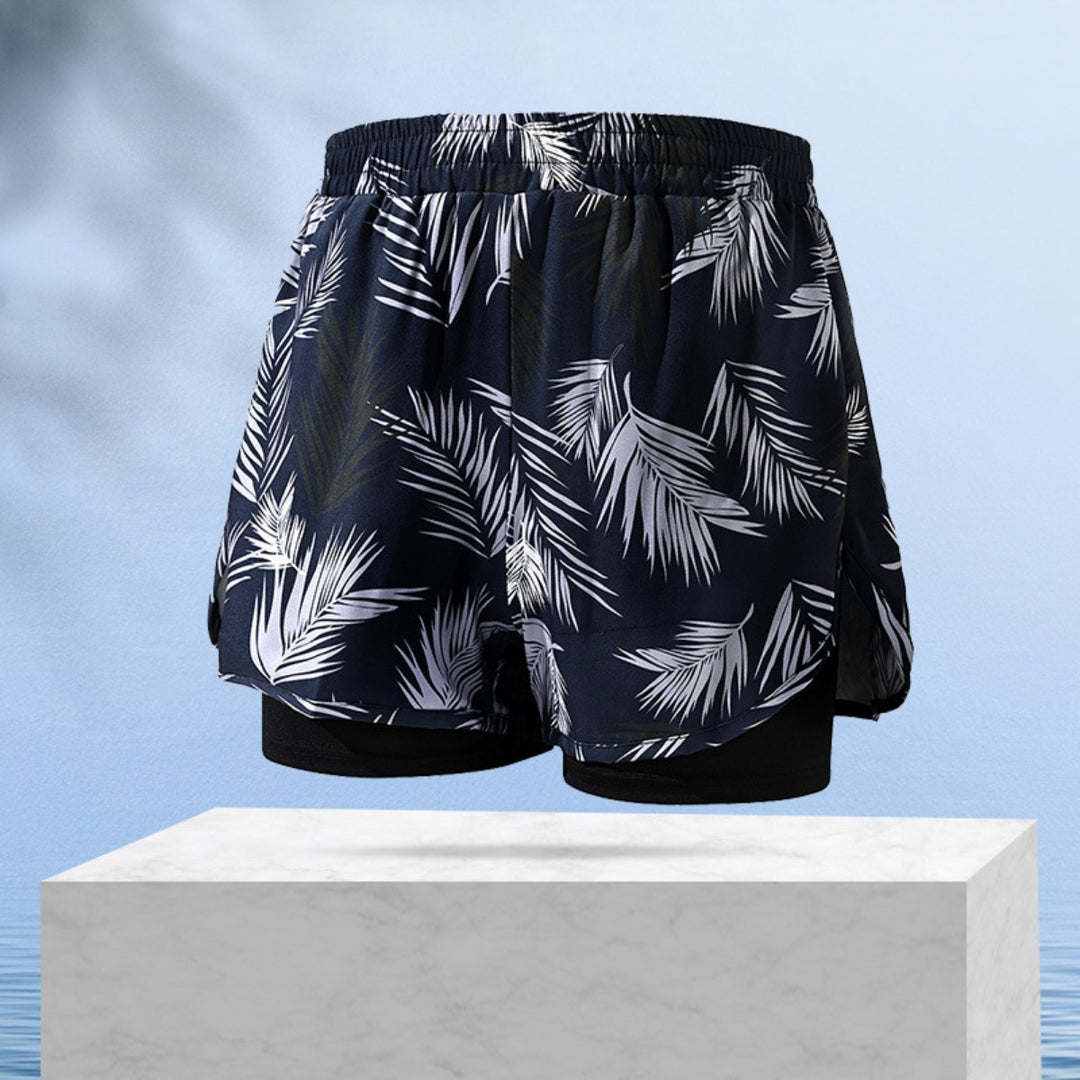 EB | Doppellagige Herren Sport Fitness Anti-Peinlichkeit Strandhose