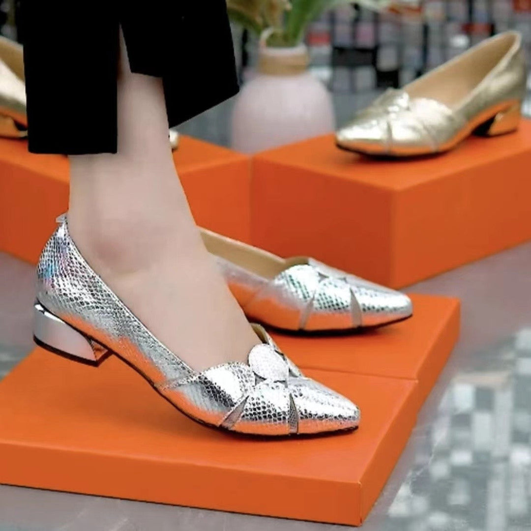Glänzende Chunky Heels mit spitzer Zehe EB EB