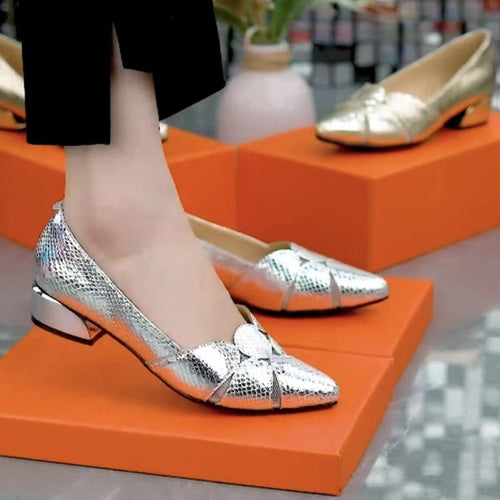 Glänzende Chunky Heels mit spitzer Zehe EB EB