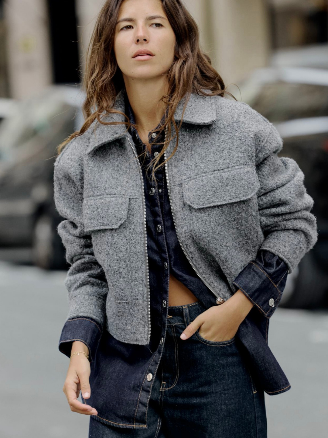 EB | Stil Bouclé Graue Jacke