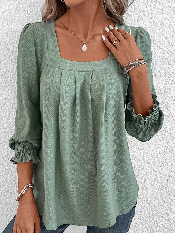EB | Baumwollbluse Mit Eckigem Ausschnitt