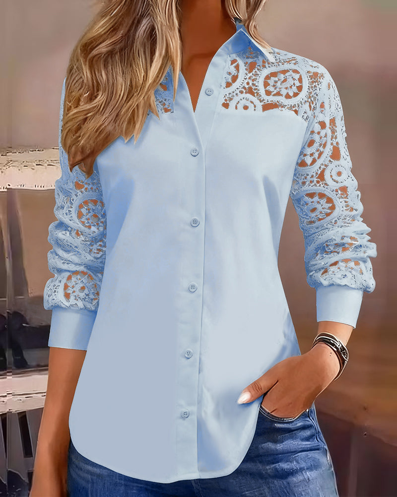 EB | Uni Farbe Revers Spitze Patchwork