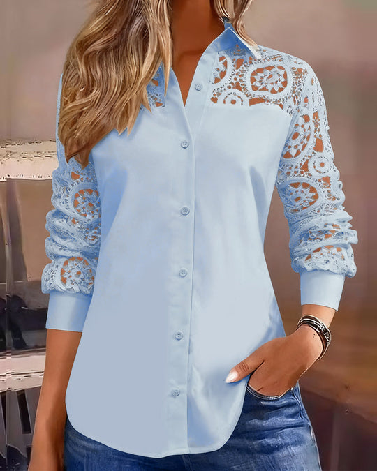 EB | Uni Farbe Revers Spitze Patchwork