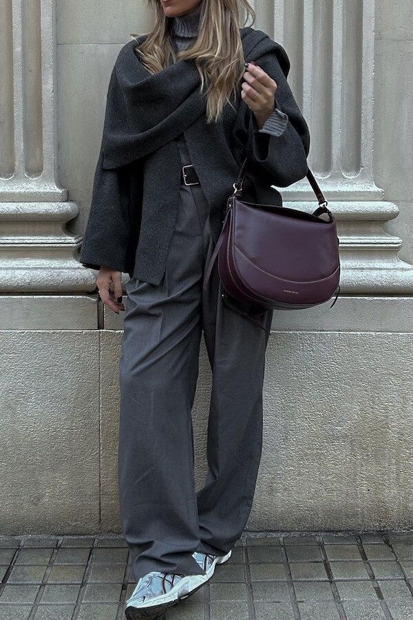 EB | Oversized Wickelmantel - Wollmischung - Elegante Passform - Lange Weite Ärmel