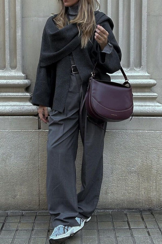 EB | Oversized Wickelmantel - Wollmischung - Elegante Passform - Lange Weite Ärmel