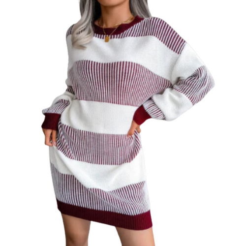 EB | Perfekt Gestreiftes Strickkleid für Frauen