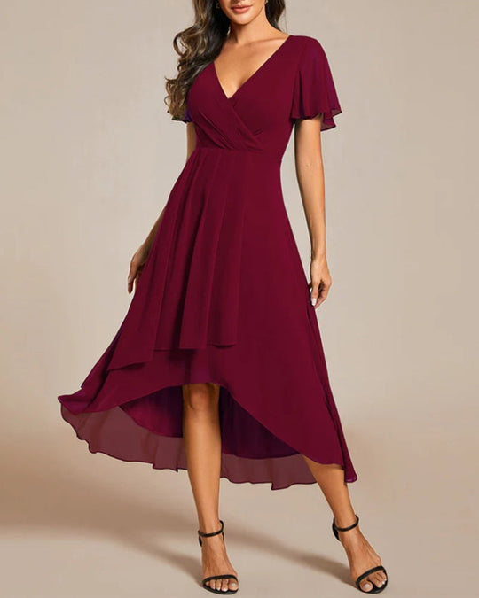 EB | Kleid mit V-Ausschnitt und Rüschenärmeln