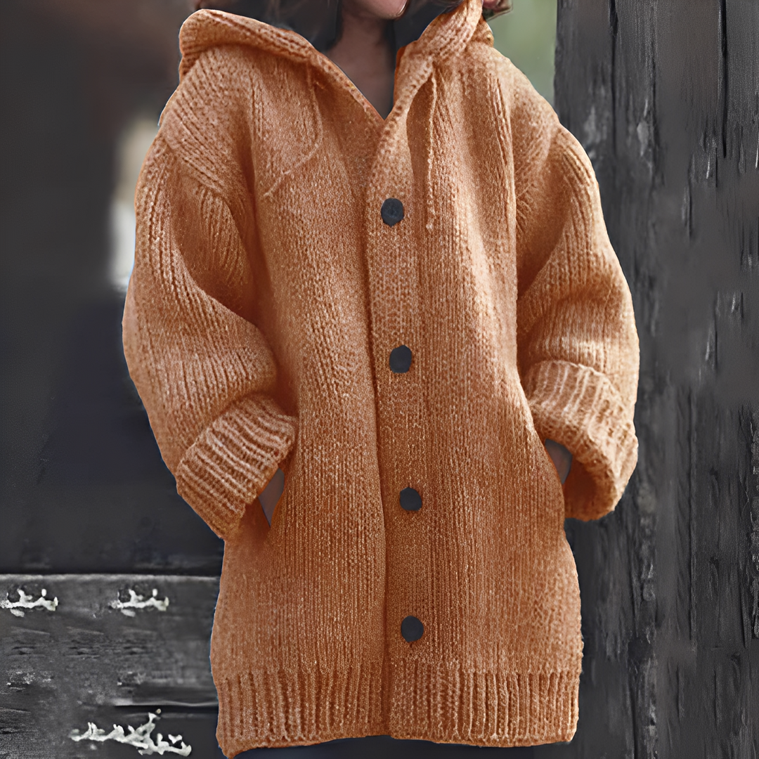 EB | Bequemer Strickcardigan mit Kapuze für Frauen