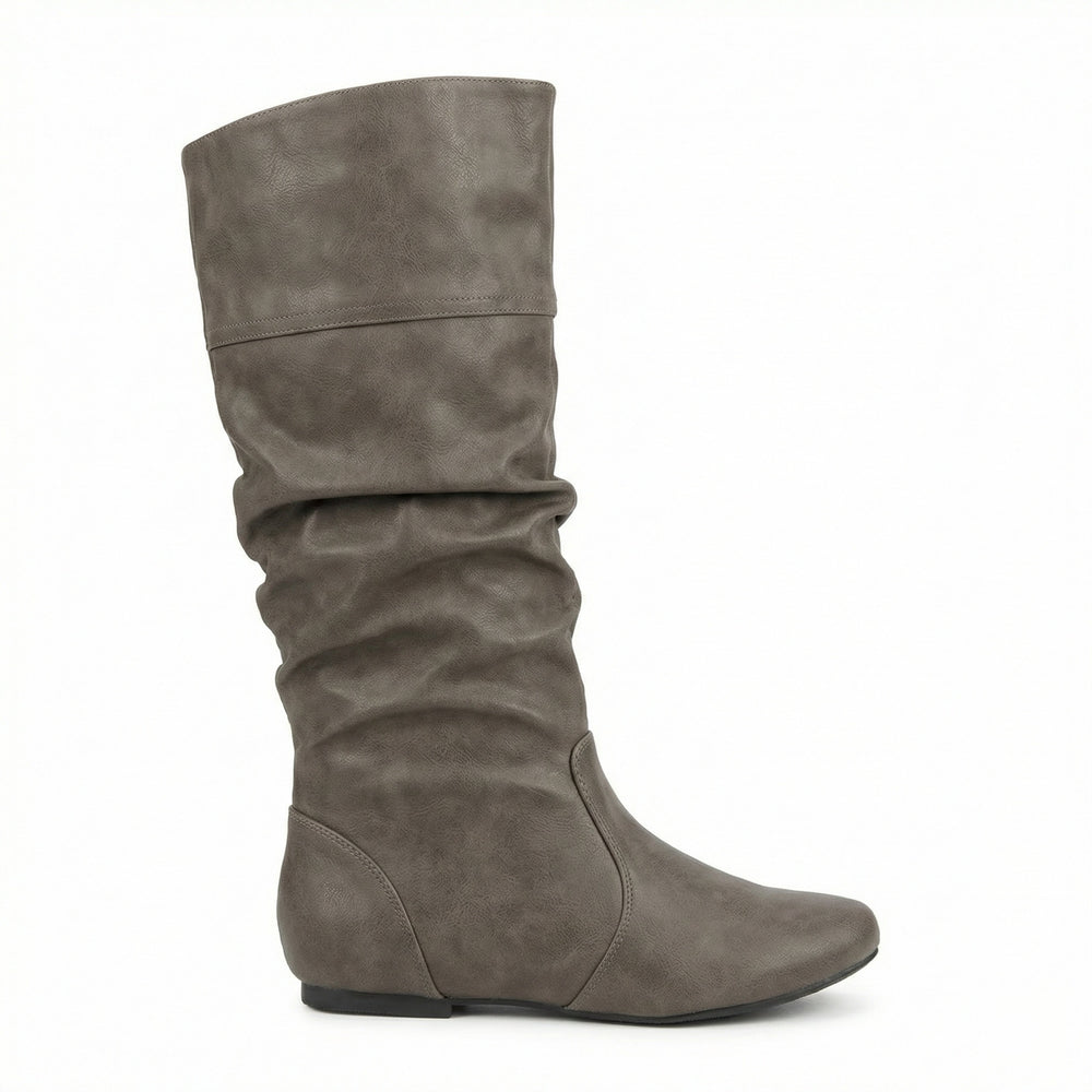 EB | Flache Stiefel mit Falten Bis Zum Knie