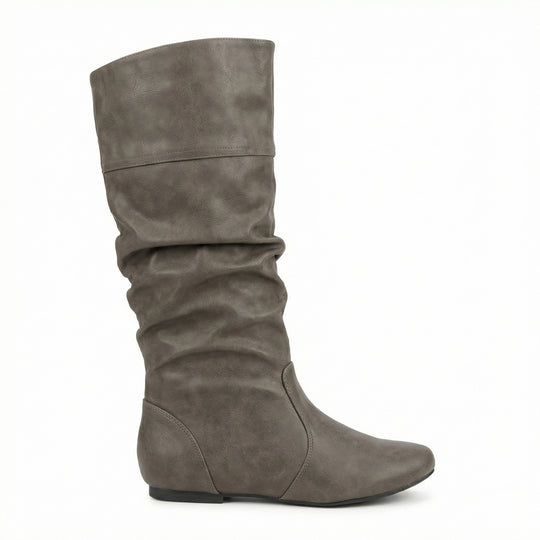 EB | Flache Stiefel mit Falten Bis Zum Knie