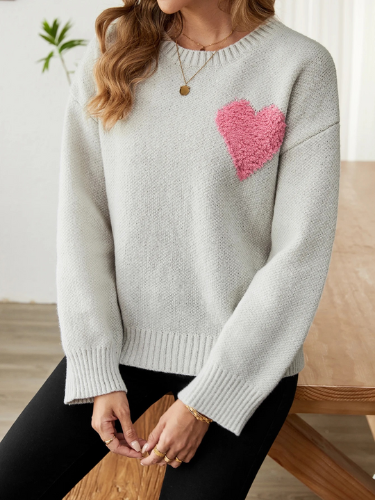 EB | Sweater - Gemütlicher Herz-Design Strickpullover