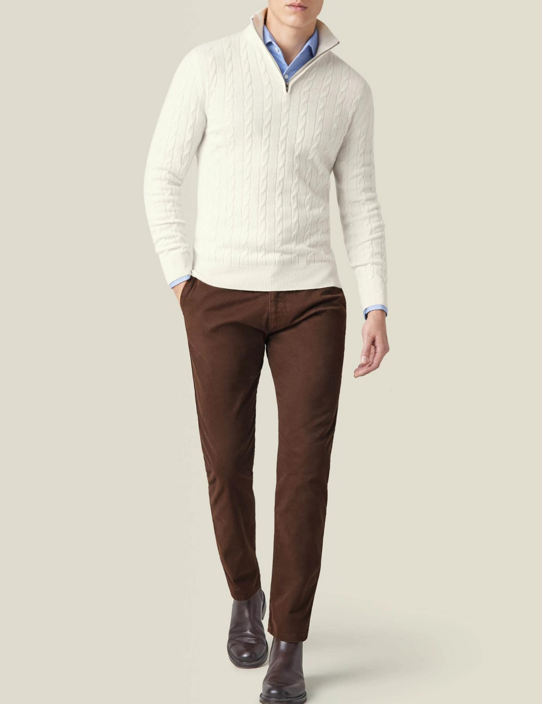EB | Zopfstrickpullover mit Reißverschluss - Eleganter Business & Freizeitpullover