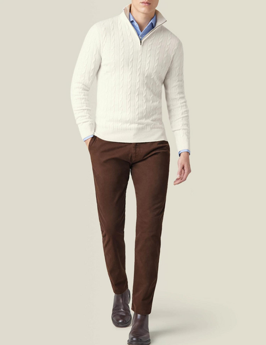 EB | Zopfstrickpullover mit Reißverschluss - Eleganter Business & Freizeitpullover