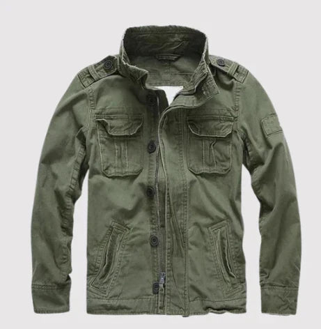 EB | Jeansjacke Reguläre Passform Knopfverschluss Hoher Kragen Mehrere Taschen Schulterklappen