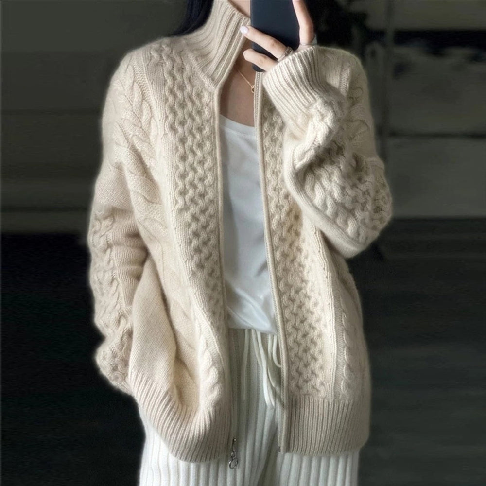 EB | Cardigan - Damen Herbst Strickcardigan mit Stehkragen