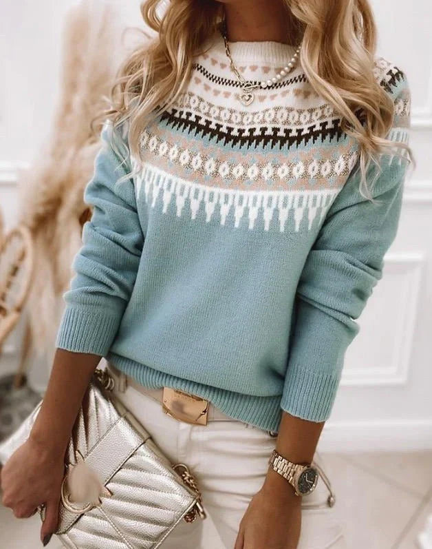 EB | Strickpullover Fair Isle Muster Rundhalsausschnitt Weich und Warm