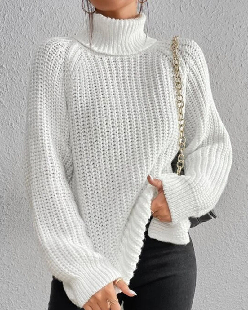 EB | Pullover - Damen Herbst Strick Rollkragen mit lockerer Passform