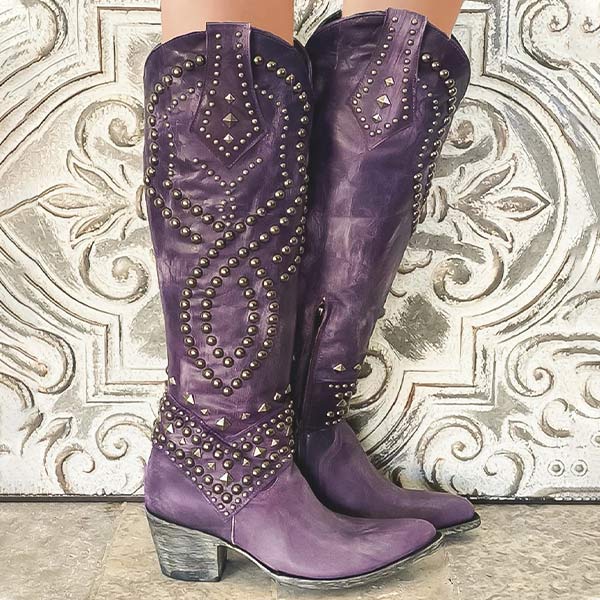 EB | Niete Lange Dicke Absatzstiefel
