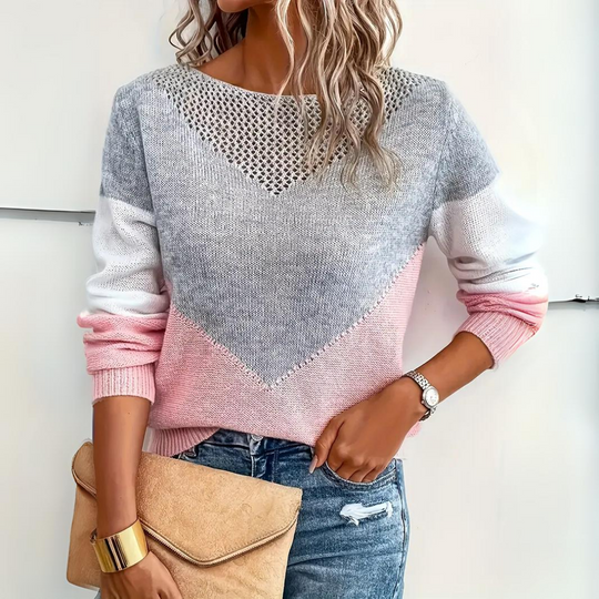 EB | Sweater - Colorblock Strickpullover mit Netzdetails