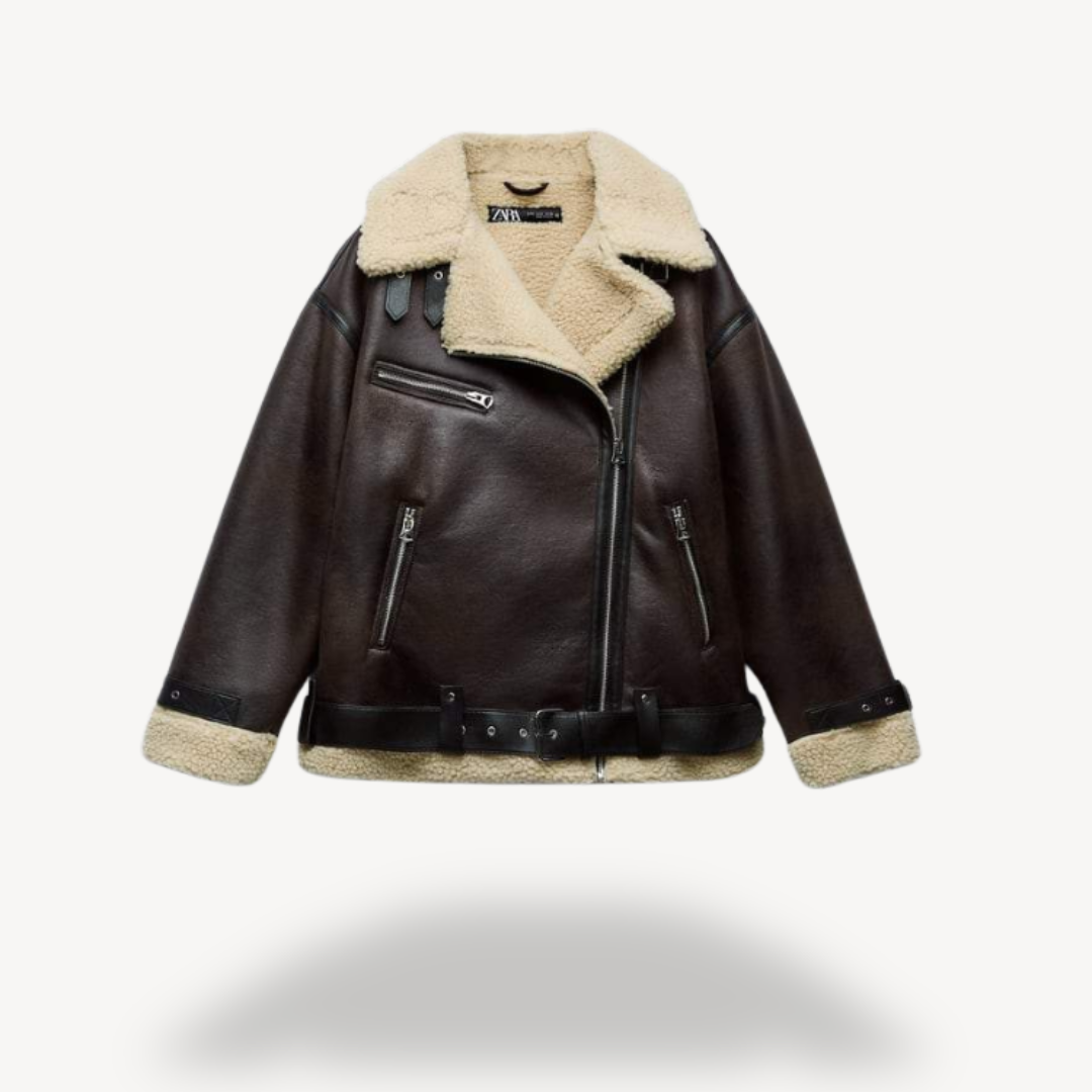 EB | Shearling Bikerjacke für Frauen