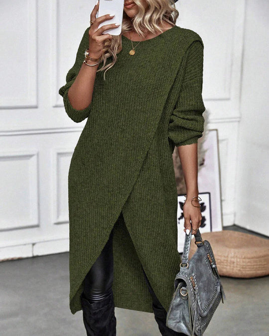 EB | Asymmetrisches Stricktunika-kleid Polyester und Acryl Elegant und Modern