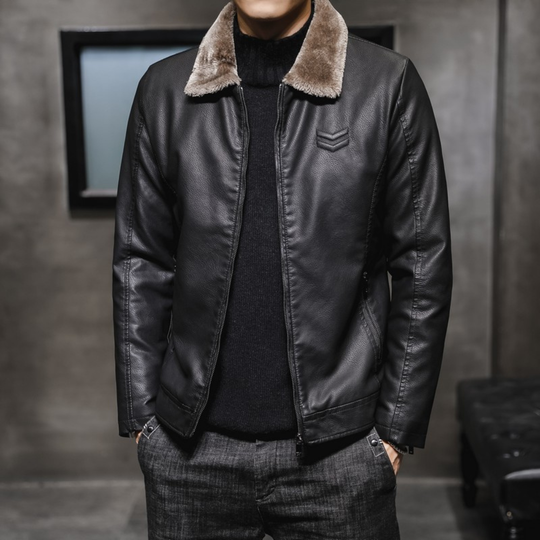 EB | Lederjacke mit Fleecekragen für Männer