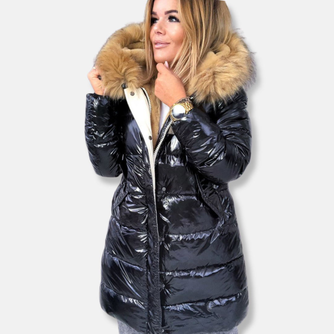 EB | Nylon Parka Jacke | Fellbesatz Gesteppte Jacke