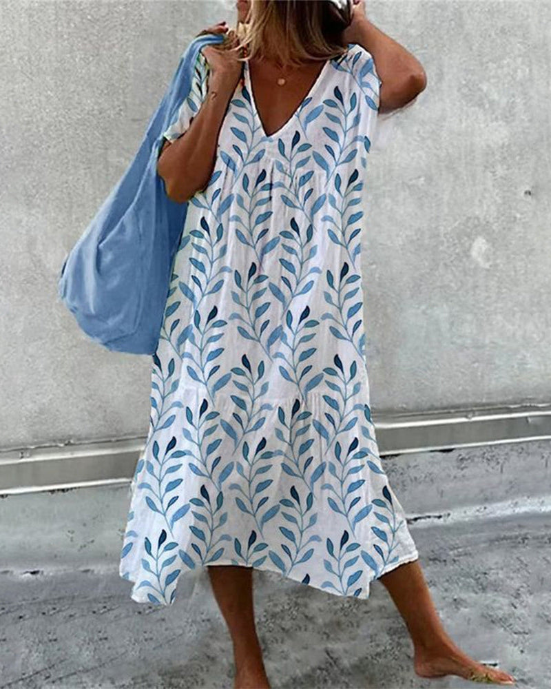 EB | Midikleid mit Blattdruck