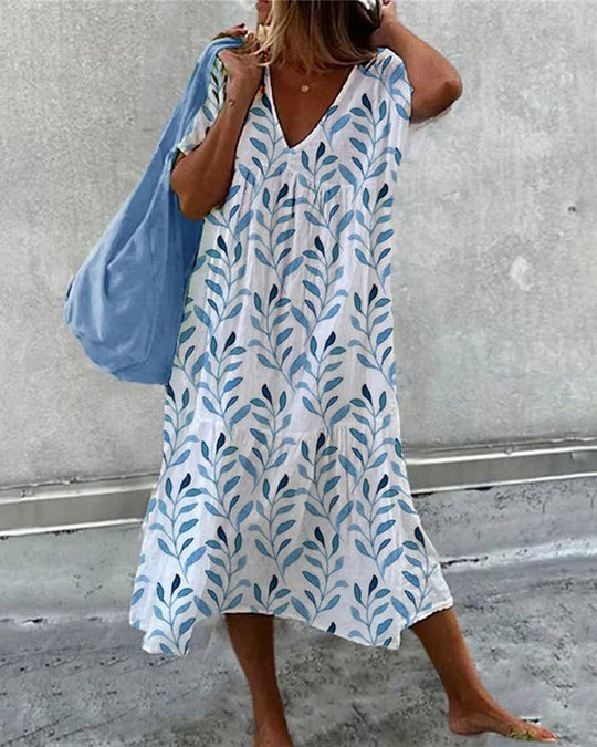 EB | Midikleid mit Blattdruck