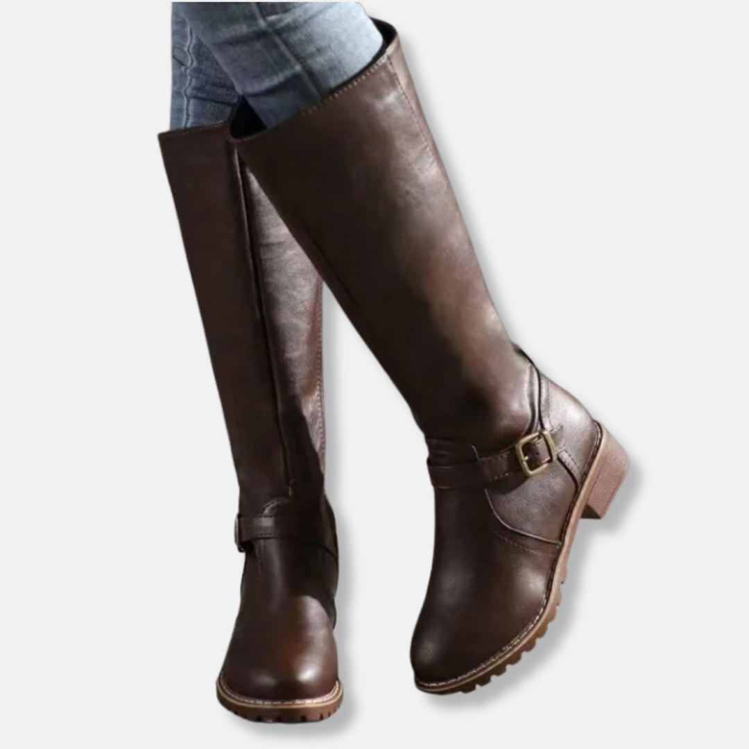 EB | Stiefel - Lederähnliches Material - Knielanger Schaft - Doppelte Reißverschlussöffnung