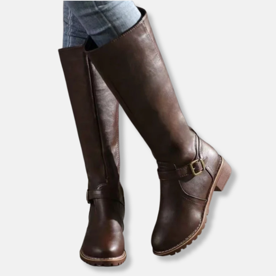 EB | Stiefel - Lederähnliches Material - Knielanger Schaft - Doppelte Reißverschlussöffnung