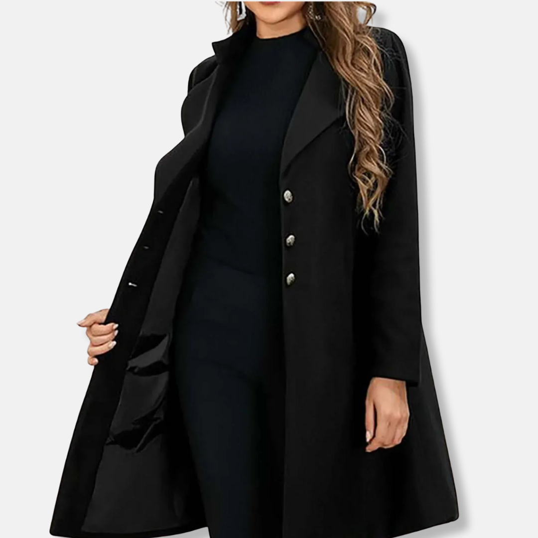 EB | Mantel - Wolle - Slim Fit - Mittellang - Doppelreihiger Verschluss - Eingekerbter Revers