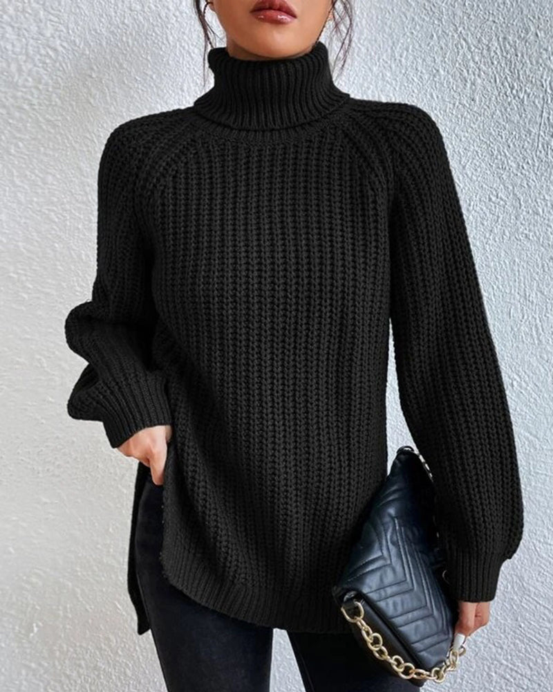 EB | Pullover - Damen Herbst Strick Rollkragen mit lockerer Passform