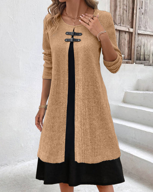 EB | Rippenkleid mit Langen Ärmeln