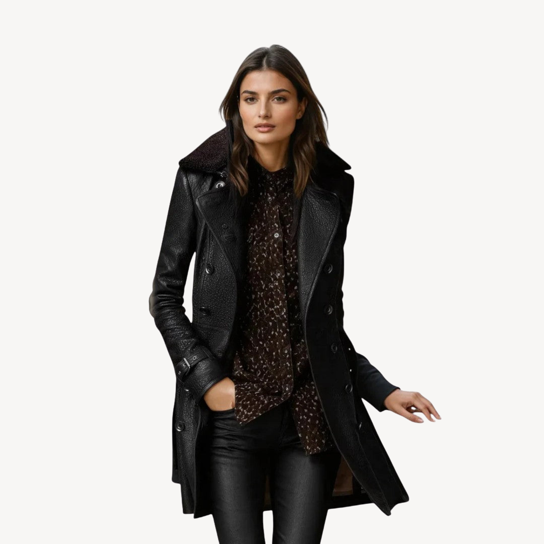 EB | Damen Leder-Trenchcoat