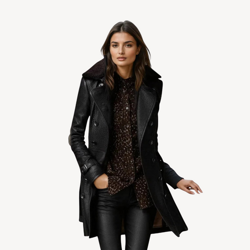 EB | Damen Leder-Trenchcoat